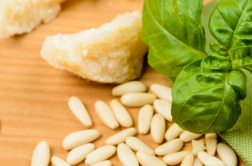 Ingredienti pesto genovese, close-up