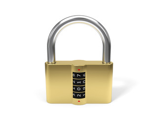 3d illustration of padlock with code.