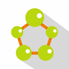Abstract green molecules icon, flat style