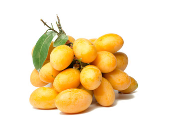 Marian Plum is a bunch on a white background,.sweet marian plum thai fruit isolated on white background ( Marian Plum and Plum Mango )