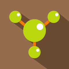 Abstract green molecules icon, flat style