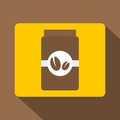 Brown coffee jar icon, flat style