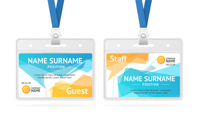 Id Card Template Plastic Badge. Vector