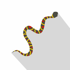Naklejka premium Gray snake with yellow stripes and red spots icon