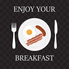 Enjoy Your Breakfast' message vector illustration
