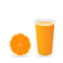 Vector orange juice and orange slice