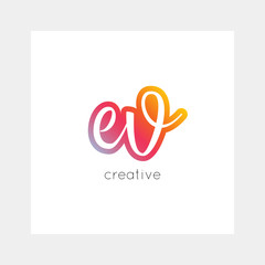 EV logo, vector. Useful as branding symbol, app icon, alphabet element, clip-art.