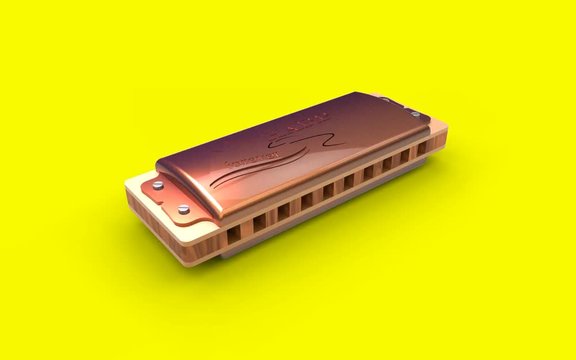 Old golden Blues harmonica
