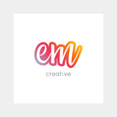 EM logo, vector. Useful as branding symbol, app icon, alphabet element, clip-art.