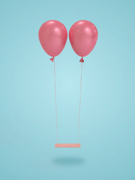 Pink balloons holding up swing
