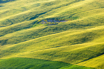 Rolling fields with patterns in the landscape
