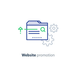 Website optimization services, promotion and development concept icon
