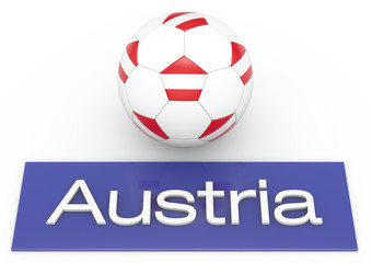 Fußball mit Flagge Austria, Version 2, 3D-Rendering