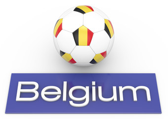 Fußball mit Flagge Belgium, Version 2, 3D-Rendering