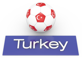 Obraz premium Fußball mit Flagge Turkey, Version 2, 3D-Rendering