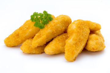 Nugget chiken on the white background.