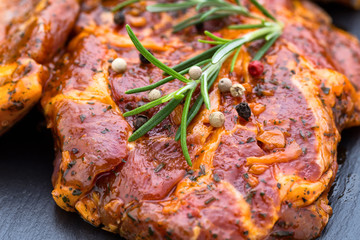 Pork chops, pepper and rosemary marinade.