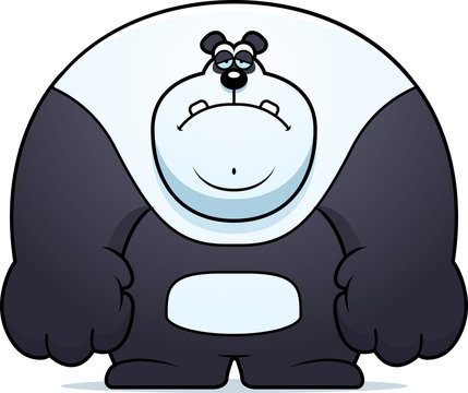 cartoon panda black white standing clip art preview