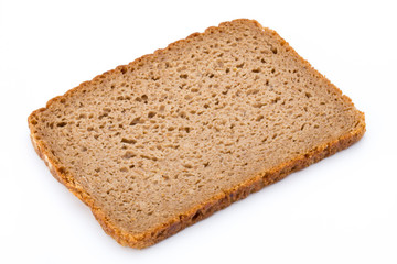Slices of rye bread isolated on white background.