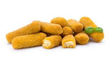 Fish fingers on the white background.