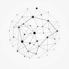 Wireframe mesh polygonal sphere. Network line, design sphere, dot and structure illustration