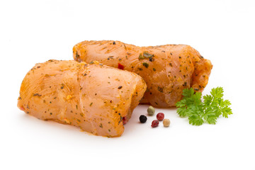 Chiken meat rolls isolated on the white background.