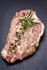 Pork chops, pepper and rosemary marinade.