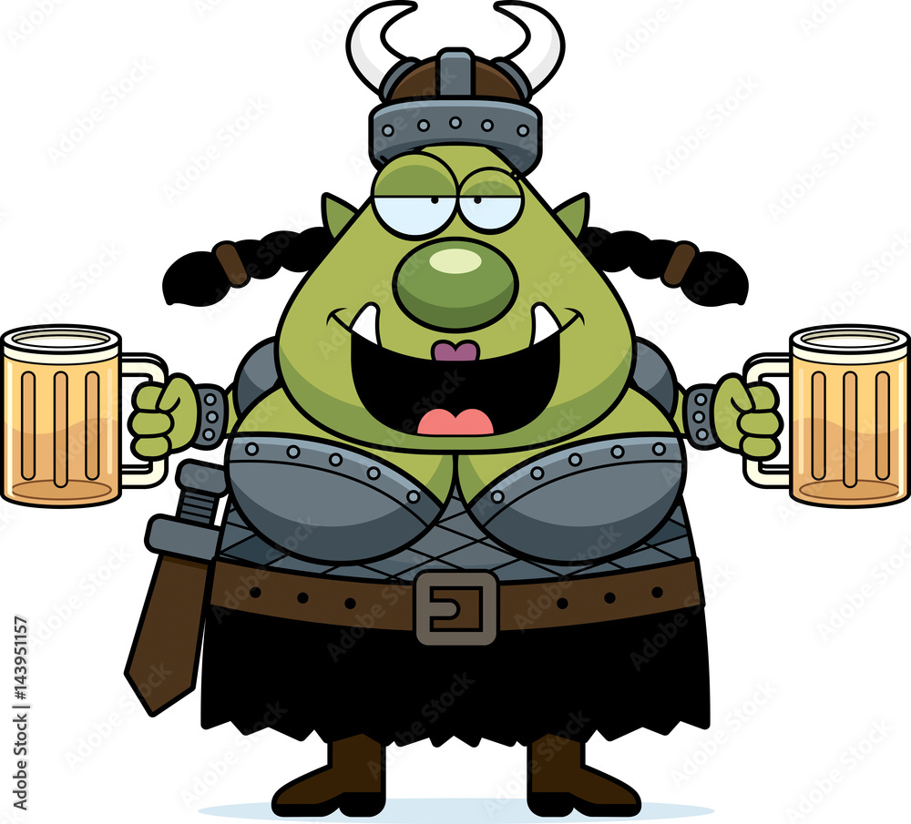 Poster drunk cartoon orc