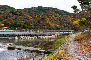 Fototapeta na wymiar Togetsukyo bridge at autumn, Arashiyama
