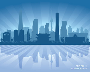 Fototapeta premium Seoul South Korea city skyline vector silhouette