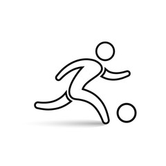 Soccer player icon outline symbol, vector isolated running football player.