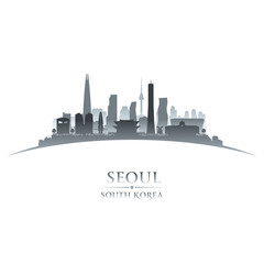 Fototapeta premium Seoul South Korea city skyline silhouette white background