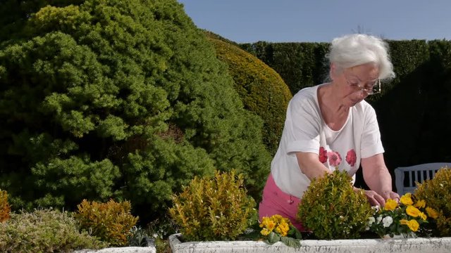 Seniorin bei der Gartenarbeit