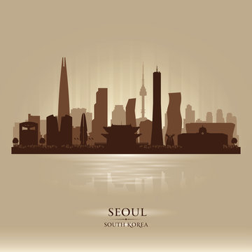 Seoul South Korea city skyline vector silhouette