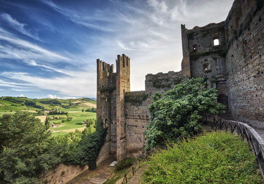 Castell Arquato, Piacenza, Emilia Romagna, Italy. .The ruins of a fortress