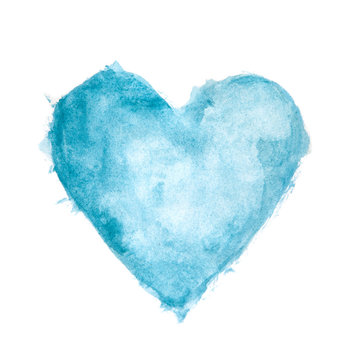 Blue Watercolour Painted Textured Heart