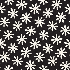 Vector seamless freehand pattern. Abstract background with floral brush strokes. Hand drawn texture