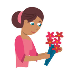 mother with flower decoration vector illustration eps 10