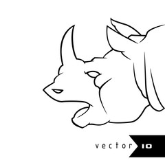 Rhino vector illustration rhino head logo isolated on white background