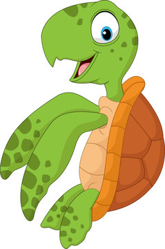Cartoon turtle swimming