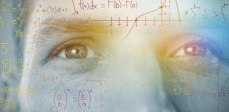 Composite image of numbers and charts against black background