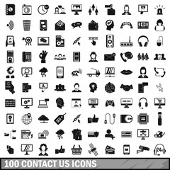 100 contact us icons set, simple style 