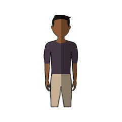 man standing and wearing casual clothes, cartoon icon over white background. colorful design. vector illustration