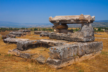 The ruins of the Northem Necropolis of Hierapolis, Pamukkale, Turkey