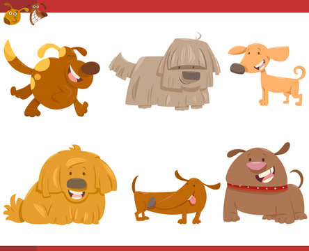 cute dog cartoon characters set