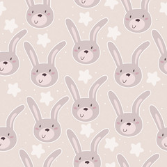 Seamless pattern with cute little bunny. vector illustration