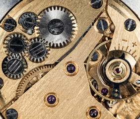 Fototapeta na wymiar clockwork vintage mechanical watch, high resolution and detail