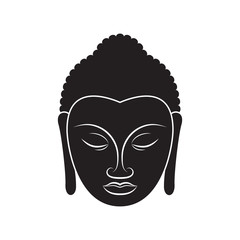 Head of Buddha On White Background