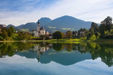 Fototapeta na wymiar Reflection on the lake in Reith, Austria