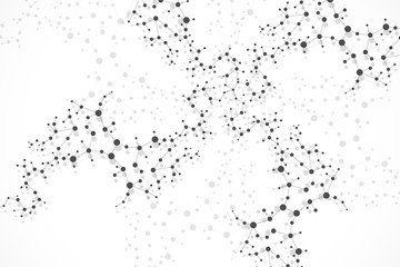 Structure molecule and communication. Dna, atom, neurons. Scientific concept for your design. Connected lines with dots. Medical, technology, chemistry, science background. Vector illustration.